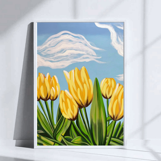 Yellow Tulips Art Print | Acrylic Painting