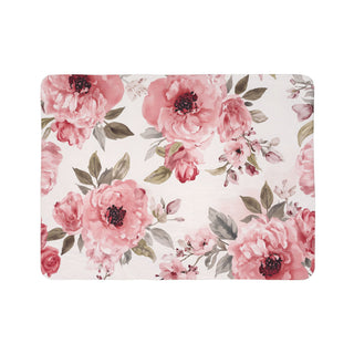 Blushing Blooms Peony Floral Watercolor Fleece Sherpa Blanket