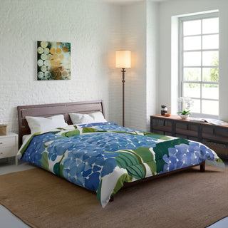 Blue Hydrangea Watercolor Floral Comforter