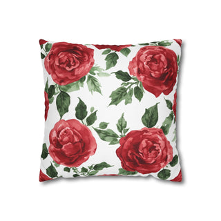 Red Rose Floral Watercolor Throw Pillowcase