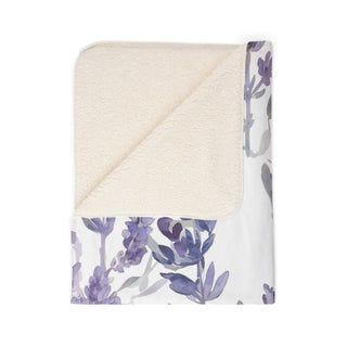 Purple Lavender Blooms Watercolor Botanical Fleece Sherpa Blanket
