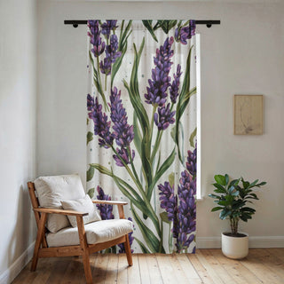Lavender Sprigs Watercolor Floral Curtains