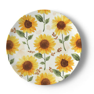 Yellow Sunflowers Watercolor Floral China Plate