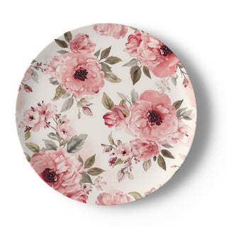 Blushing Blooms Peony Floral Watercolor China Plate