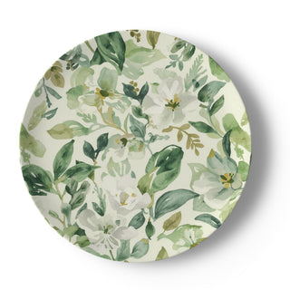 Botanical Green Watercolor Floral Leaves China Plate