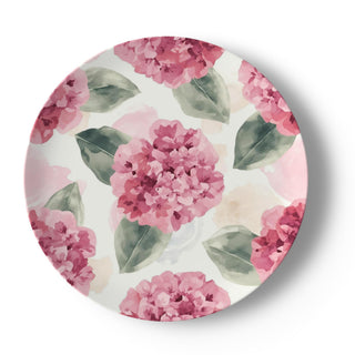 Pink Hydrangea Watercolor Flowers China Plate
