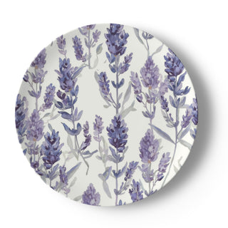 Purple Lavender Blooms Watercolor Botanical China Plate