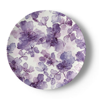 Purple Blooms Floral Watercolor China Plate