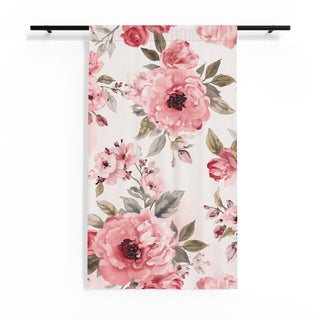 Blushing Blooms Peony Floral Watercolor Curtains