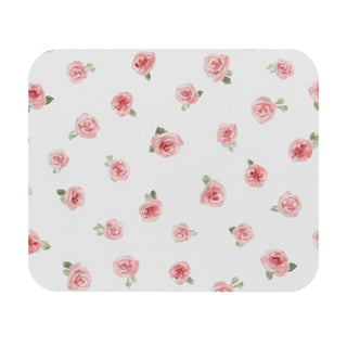 Pink Rosebud Watercolor Floral Vintage Rose Pattern Mouse Pad