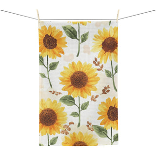 Yellow Sunflowers Watercolor Floral Kitchen Towel