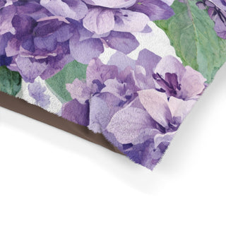 Purple Hydrangea Watercolor Floral Pet Bed