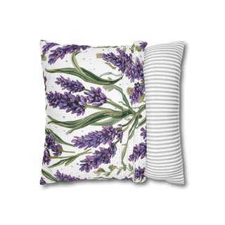 Lavender Sprigs Watercolor Floral Throw Pillowcase
