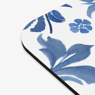 Blue Botanical Watercolor Floral Mouse Pad