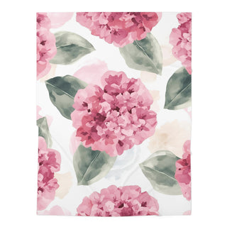 Pink Hydrangea Watercolor Flowers Baby Blanket