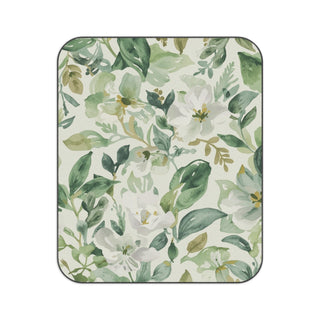Botanical Green Watercolor Floral Leaves Picnic Blanket