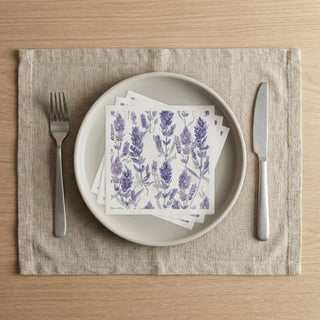Purple Lavender Blooms Watercolor Botanical Paper Napkins