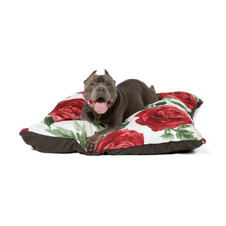 Red Rose Floral Watercolor Pet Bed