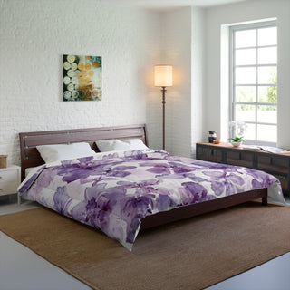 Purple Blooms Floral Watercolor Comforter
