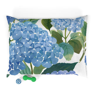 Blue Hydrangea Watercolor Floral Pet Bed