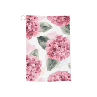 Pink Hydrangea Watercolor Flowers Golf Towel