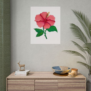 Hibiscus Flower Art Print | Colored Pencil Drawing