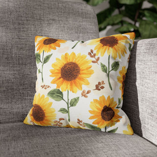 Yellow Sunflowers Watercolor Floral Throw Pillowcase