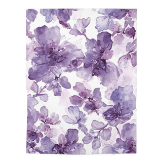 Purple Blooms Floral Watercolor Baby Blanket