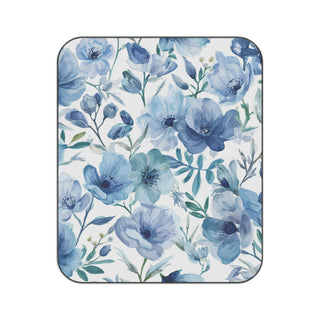 Blue Botanical Watercolor Floral Garden Picnic Blanket