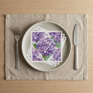 Purple Hydrangea Watercolor Floral Paper Napkins