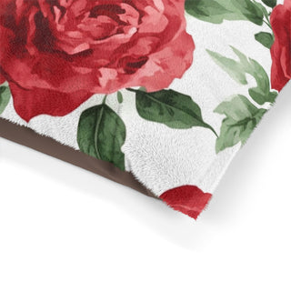 Red Rose Floral Watercolor Pet Bed