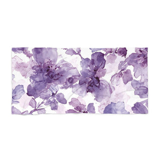 Purple Blooms Floral Watercolor Beach Towel