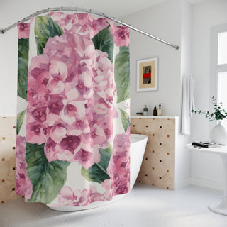 Pink Hydrangea Watercolor Floral Shower Curtain