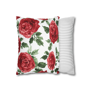 Red Rose Floral Watercolor Throw Pillowcase