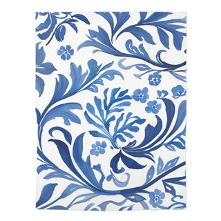 Blue Botanical Watercolor Floral Baby Blanket