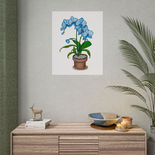 Blue Orchid Art Print | Colored Pencil Drawing