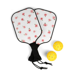 Pink Rosebud Watercolor Floral Vintage Rose Pickleball Kit