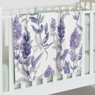 Purple Lavender Blooms Watercolor Botanical Baby Blanket