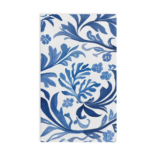 Blue Botanical Watercolor Floral Hand Towel