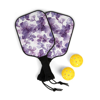 Purple Blooms Floral Watercolor Pickleball Kit