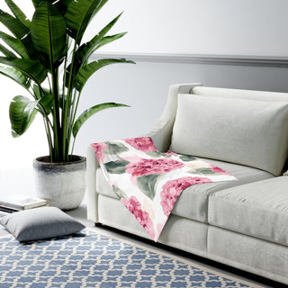 Pink Hydrangea Watercolor Flowers Baby Blanket