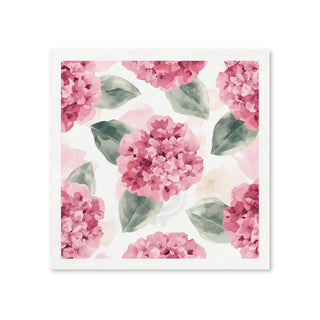 Pink Hydrangea Watercolor Flowers Paper Napkins