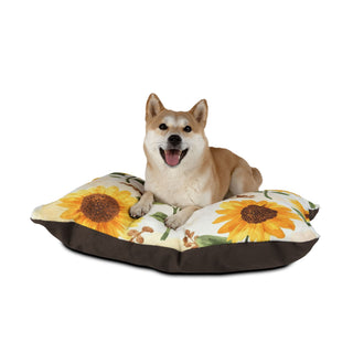 Yellow Sunflowers Watercolor Floral Pet Bed