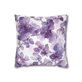 Purple Blooms Floral Watercolor Throw Pillowcase