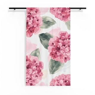 Pink Hydrangea Watercolor Flowers Curtain