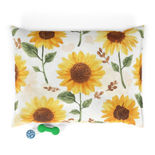 Yellow Sunflowers Watercolor Floral Pet Bed