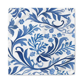 Blue Botanical Watercolor Floral Cotton Twill Napkins