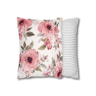 Blushing Blooms Peony Floral Watercolor Throw Pillowcase