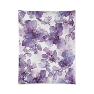 Purple Blooms Floral Watercolor Comforter