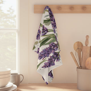 Lavender Sprigs Watercolor Floral Kitchen Towel